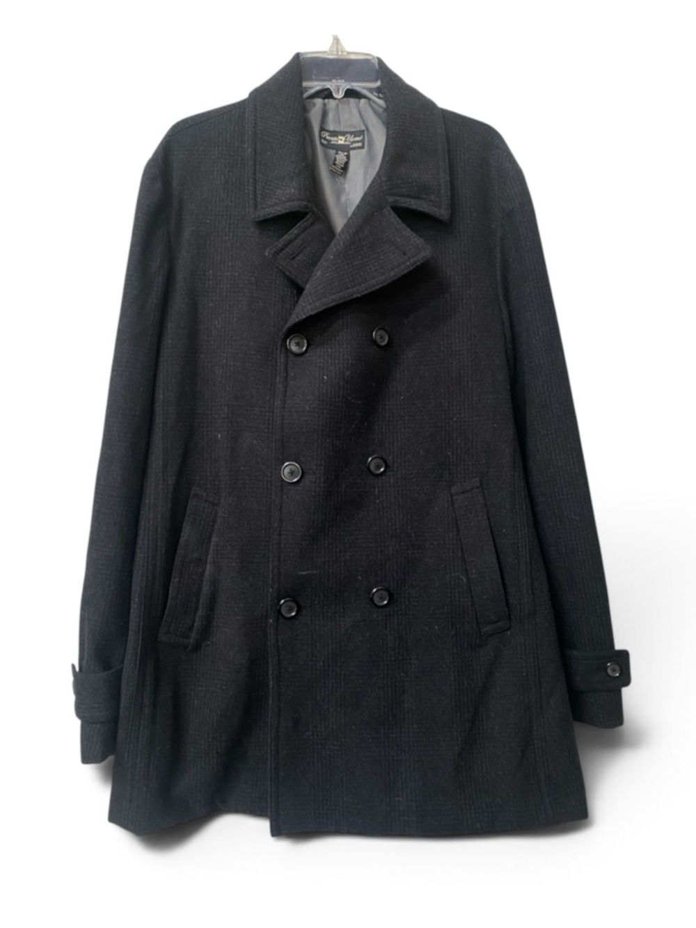Pronto Uomo Black Gray Wool Blend Pea Coat size XLT  XL Tall